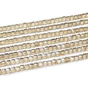 Бусины из циркона кубик гр.7*7мм цвет шампань, 40см, 55 бусин (иск.)