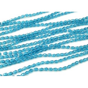 Бусины из циркона капля гр.3*5мм цвет лазурный, 46,5см, 100 бусин (иск.)