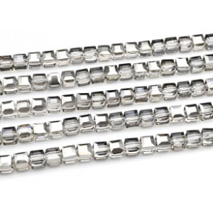 Бусины из циркона кубик гр.11,5*11,5мм цвет дымчатый, 38см, 33 бусины (иск.)