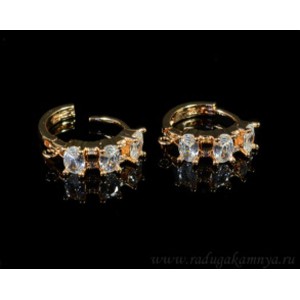 Швензы с замком конго с цирконом 20*6мм цвет золото, 1пара. (иск.) Швензы с замком конго с цирконом 20*6мм цвет золото, 1пара. (иск.)