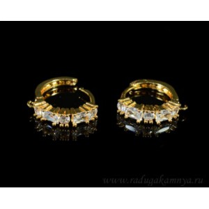 Швензы с замком конго с цирконом 19*4мм цвет золото 2, 1пара. (иск.)