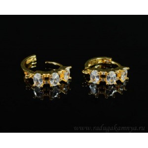 Швензы с замком конго с цирконом 20*6мм цвет золото 2, 1пара. (иск.)