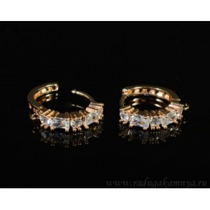 Швензы с замком конго с цирконом 19*4мм цвет золото, 1пара. (иск.)
