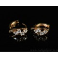 Швензы с замком конго с цирконами 17*7мм цвет золото, 1пара. (иск.)
