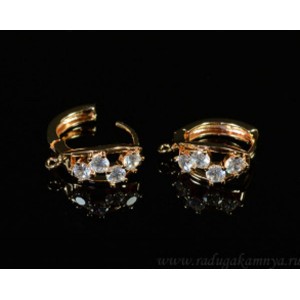 Швензы с замком конго с цирконами 17*7мм цвет золото, 1пара. (иск.)