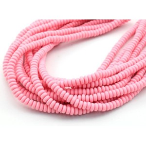 Бусины из каучука Африканские рондель 7*3мм, цвет розовый, 40см, 111 бусин (иск.)