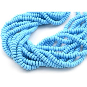Бусины из каучука Африканские рондель 7*3мм, цвет голубой, 39см, 105 бусин (иск.)