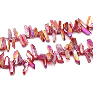 Бусины из хрусталя тонированного кристаллы цвет красный 5-11мм*10-30мм, 35см, 46 бусин