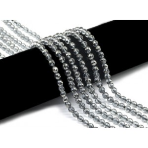 Бусины из хрусталя с титановым напылением шарик гр.6мм цвет графитовый, 39,5см, 66 бусин.