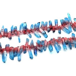 Бусины из хрусталя тонированного кристаллы цвет сине-красный 5-11мм*10-30мм, 33см, 45 бусин