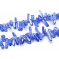 Бусины из хрусталя тонированного кристаллы цвет лазурный 5-11мм*10-30мм, 33см, 44 бусины