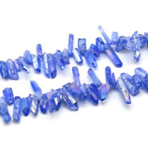 Бусины из хрусталя тонированного кристаллы цвет лазурный 5-11мм*10-30мм, 33см, 44 бусины