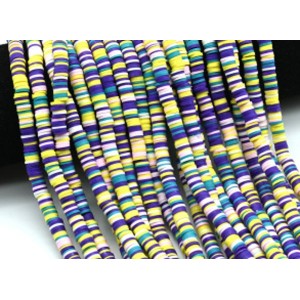Бусины из каучука Африканские диски 6мм*0,9-1,2мм, цвет фиолетово-лимонный, 39см (иск.)