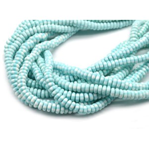 Бусины из каучука Африканские рондель 7*3мм, цвет голубой, 39см, 112 бусин (иск.)
