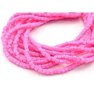 Бусины из каучука кубик 5мм, цвет розовый, 39см, 84 бусины (иск.)