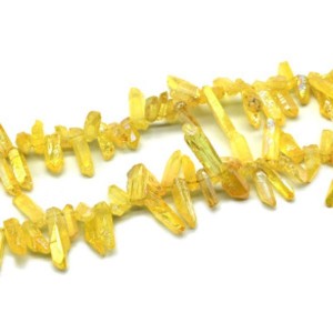 Бусины из хрусталя тонированного кристаллы цвет желтый 5-11мм*10-30мм, 36см, 50 бусин Бусины из хрусталя тонированного кристаллы цвет желтый 5-11мм*10-30мм, 36см, 50 бусин