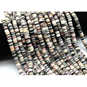 Бусины из каучука Африканские диски 6мм*0,9-1,2мм, цвет черно-белый, 39см (иск.)