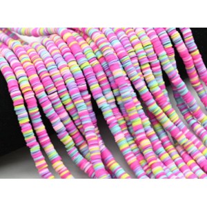 Бусины из каучука Африканские диски 6мм*0,9-1,2мм, цвет розовое ассорти, 39см (иск.)