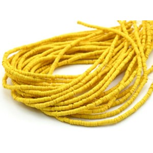 Бусины из каучука Африканские диски 4мм*0,4-1мм, цвет желтый, 39см (иск.)