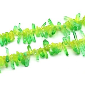 Бусины из хрусталя тонированного кристаллы цвет желто-зеленый 4-10мм*10-30мм, 35см, 58 бусин Бусины из хрусталя тонированного кристаллы цвет желто-зеленый 4-10мм*10-30мм, 35см, 58 бусин