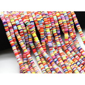 Бусины из каучука Африканские диски 6мм*0,9-1,2мм, цвет красно-желтый, 39см (иск.)