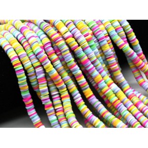 Бусины из каучука Африканские диски 6мм*0,9-1,2мм, цвет ассорти светлое, 39см (иск.)