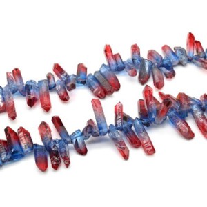 Бусины из хрусталя тонированного кристаллы цвет красно-синий 5-11мм*10-30мм, 34см, 47 бусин