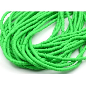 Бусины из каучука Африканские диски 4мм*0,4-1мм, цвет зеленый неон, 39см (иск.)