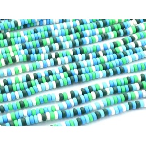 Бусины из каучука Африканские рондель 7*3мм, цвет зелено-голубой, 40см, 110 бусин (иск.)