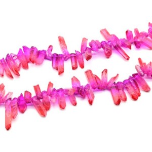 Бусины из хрусталя тонированного кристаллы цвет малиново-красный 4-11мм*10-30мм, 35см, 52 бусины