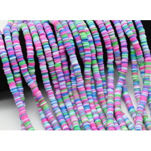 Бусины из каучука Африканские диски 6мм*0,9-1,2мм, цвет малиново-голубой, 39см (иск.)