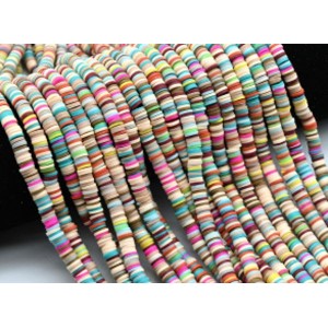 Бусины из каучука Африканские диски 6мм*0,9-1,2мм, цвет ассорти светлое, 39см (иск.)