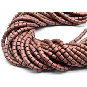 Бусины из каучука цилиндр 6*6мм, цвет шоколадный, 40см, 62 бусины (иск.)