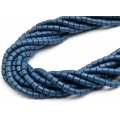 Бусины из каучука цилиндр 6*6мм, цвет синий темный, 40см, 63 бусины (иск.)
