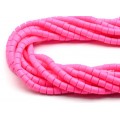 Бусины из каучука цилиндр 6*6мм, цвет розовый неон, 40см, 63 бусины (иск.)