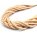 Бусины из каучука цилиндр 6*6мм, цвет кремовый, 40см, 63 бусины (иск.)