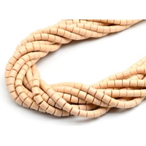 Бусины из каучука цилиндр 6*6мм, цвет кремовый, 40см, 63 бусины (иск.)