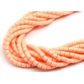 Бусины из каучука цилиндр 6*6мм, цвет персиковый, 39см, 61 бусина (иск.)
