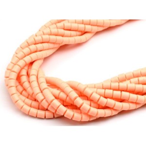 Бусины из каучука цилиндр 6*6мм, цвет персиковый, 39см, 61 бусина (иск.)