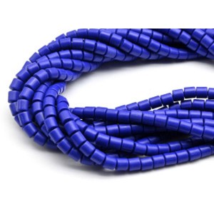 Бусины из каучука цилиндр 6*6мм, цвет синий, 40см, 63 бусины (иск.)