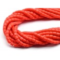 Бусины из каучука цилиндр 6*6мм, цвет красный, 40см, 63 бусины (иск.)