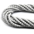 Бусины из каучука цилиндр 6*6мм, цвет серый светлый, 39см, 62 бусины (иск.)