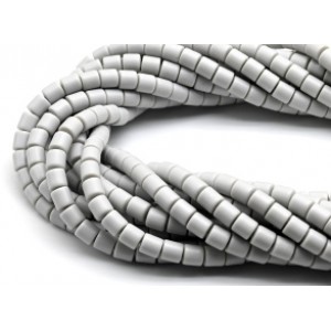 Бусины из каучука цилиндр 6*6мм, цвет серый светлый, 39см, 62 бусины (иск.)