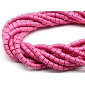 Бусины из каучука цилиндр 6*6мм, цвет малиновый, 40см, 63 бусины (иск.)