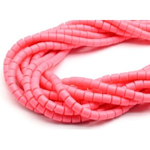 Бусины из каучука цилиндр 6*6мм, цвет розовый, 40см, 63 бусины (иск.)
