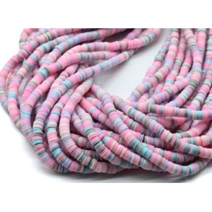 Бусины из каучука Африканские диски 6мм*0,9-1,2мм, цвет розовый, 39см (иск.)