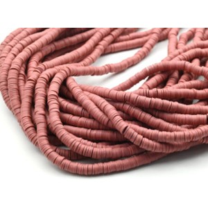 Бусины из каучука Африканские диски 6мм*0,9-1,2мм, цвет пыльная роза, 39см (иск.)