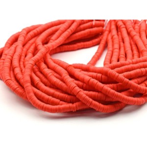 Бусины из каучука Африканские диски 6мм*0,9-1,2мм, цвет алый, 39см (иск.)