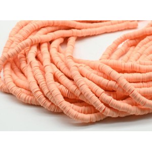 Бусины из каучука Африканские диски 6мм*0,9-1,2мм, цвет персиковый, 39см (иск.)