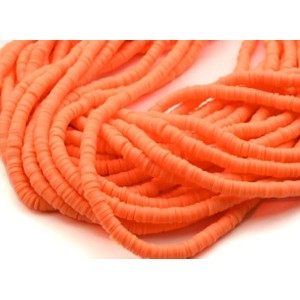 Бусины из каучука Африканские диски 6мм*0,9-1,2мм, цвет оранжевый неон, 39см (иск.)